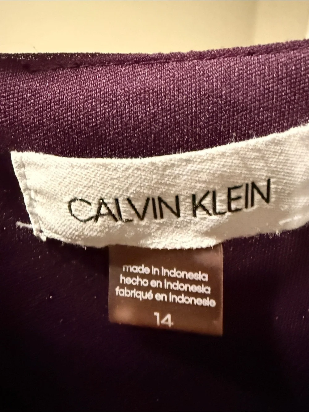 Calvin Klein Floral Chiffon Dress Size 14 Plum Purple Pink Long Sleeve